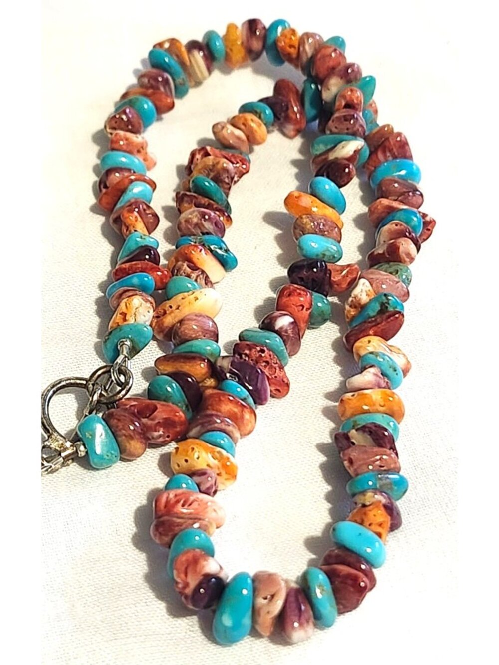 Lot 2 Southwestern Stone Bead Necklaces Blue Green Heishi Boho Toggle - Picture 2 of 6
